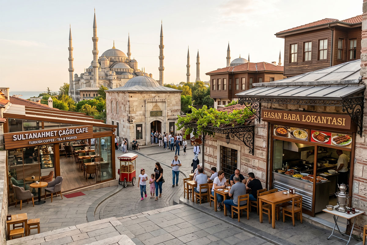 Kulinarische Rundreise in Sultanahmet: Traditionelle Lokantas und moderne Cafés